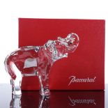A Baccarat clear crystal elephant, height 10.5cm, boxed