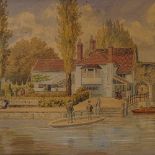 William Frederick Austin, a set of 3 watercolours, Norwich river scenes, 11" x 17", framed