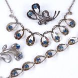 A suite of Danish sterling silver and blue stone jewellery, by Hermann Siersbol, comprising