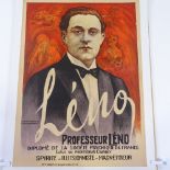 An original French advertising poster for Professor Leno, Spiritualist and Illusionist, published