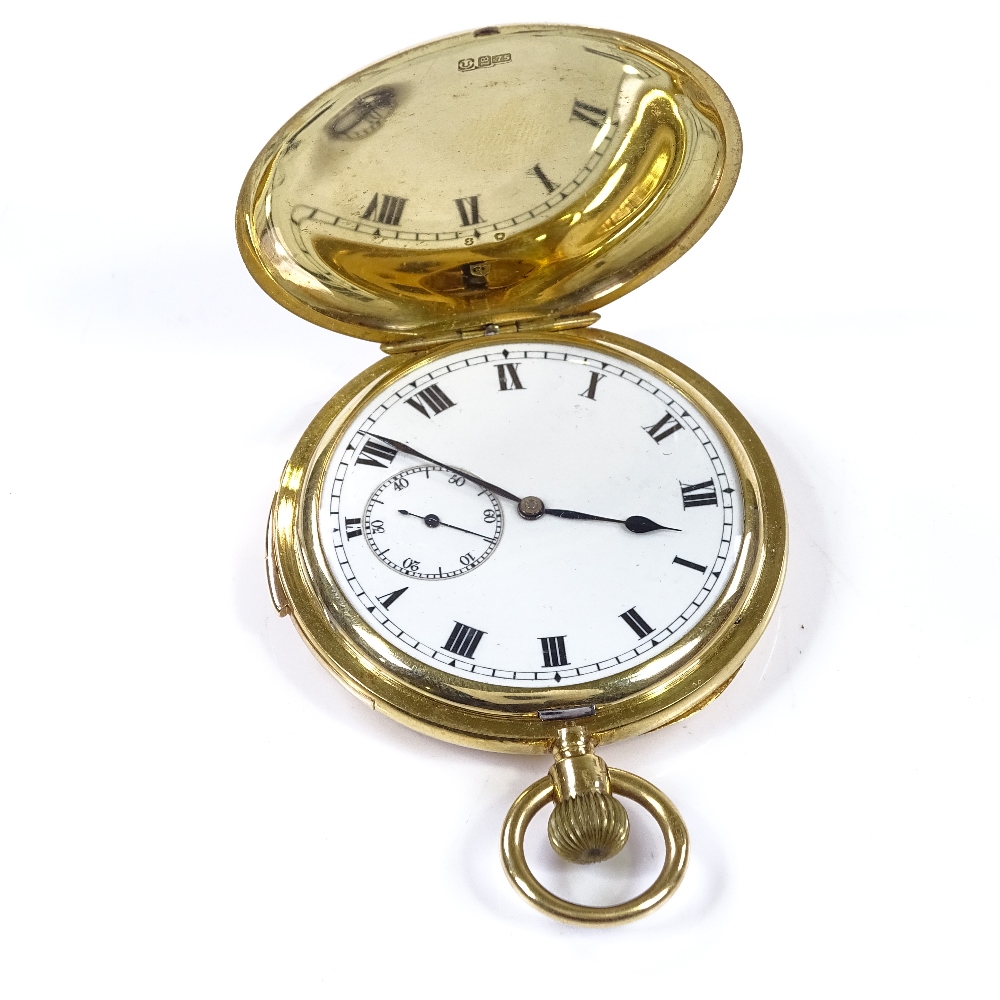 An 18ct gold full hunter side-wind minute repeating pocket watch, white dial with Roman numeral hour - Image 2 of 5