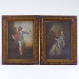 19th century French School, a pair of oils on canvas, studies of musicians, unsigned, 10.5" x 7.