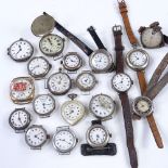 A quantity of various pocket watches and wristwatches, mostly silver (approx 20)