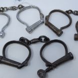 **Desc change from 4 to 3** 3 pairs of Victorian steel handcuffs, one with key and stamped Hiatt