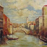 W Beattie, mid-20th century oil on canvas, Venetian canal scene, 20" x 24", framed