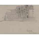 Carl Marr (American/German artist), 2 pencil drawings, buildings in Rothenberg, 11" x 8", and Siena,