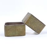 A pair of Art Deco silver and shagreen rectangular napkin rings, by Adolph Scott, hallmarks