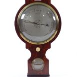 A 19th century mahogany-cased mercury wheel barometer, with thermometer and hydrometer, by F