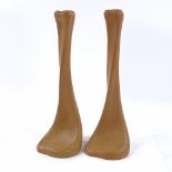 Tiffany & Co pair of large Bone terracotta candlesticks, designed by Elsa Peretti, purchased at