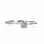 A 9ct white gold solitaire diamond ring, round-cut diamond approx 0.2ct, size S, 1.7g