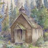 Arthur Pitts (Canadian 1889 -1972), watercolour, chapel in woodland, signed and dated 1967, 14.5"
