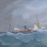 Neapolitan School, gouache, circa 1900, steamship The Raphael on rough seas, 16" x 20", framed