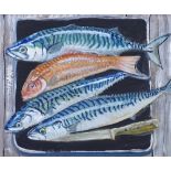 Clive Fredriksson, oil on board, mackerel, 11.5" x 16", framed