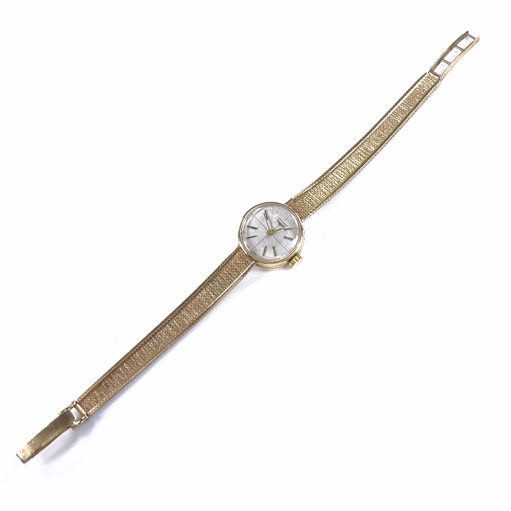 LONGINES - a lady's Vintage 9ct gold wristwatch, 17 jewel mechanical movement, with silvered - Image 2 of 6
