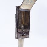 A 19th century electroplate coach candle lantern, height 22cm