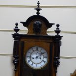 A 19th century walnut-cased Vienna regulator wall clock, with enamel dial, 8-day striking movement
