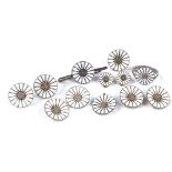 12 Anton Michelsen Danish sterling silver-gilt and white enamel daisy pattern pieces of jewellery,