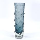 Riihimaki Finland, a grey/blue textured glass vase designed in 1966 by Tamara Aladin, only