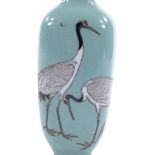 A small Japanese cloisonne enamel vase decorated with cranes, height 12cm