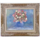 Aisher, oil on canvas board, still life flowers, 13.5" x 18", framed