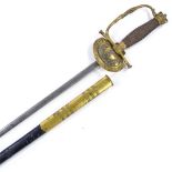 An Edward VII 1845 pattern dress sword by Davies & Son of Hanover Street London, etched blade with