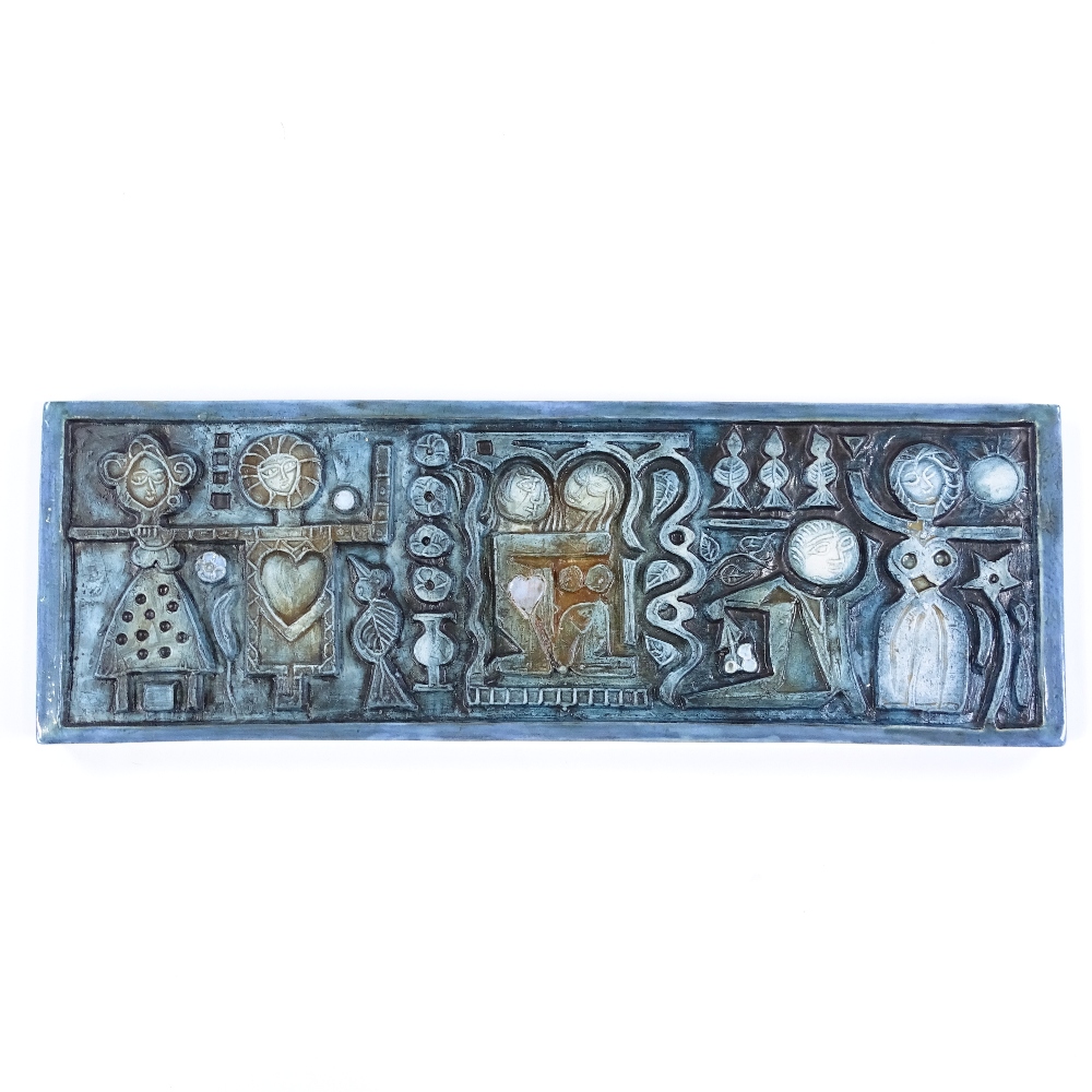 Troika St Ives, rare relief-moulded pottery Love Plaque, designed by Benny Sirota, mid-1960s, 12.5cm - Image 2 of 3