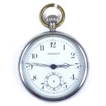 JAEGER LECOULTRE - a steel-cased GSTP military issue open-face top-wind pocket watch, Deco Arabic