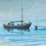 Clay Saunders, watercolour, Greek fishing boat, signed and dated 1974, 11.5" x 16", framed
