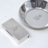 A George VI commemorative silver pin dish and Vesta case, with engraved cipher, by H H Plante,