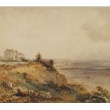 R Brandard (1805 - 1868), watercolour, East Kent coast, 8" x 12", framed