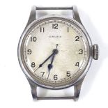LONGINES - a stainless steel mechanical wristwatch head, white dial with Arabic numerals and blued