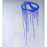 Terrence Donovan (1936 - 1996), acrylic on canvas board, abstract blue on white, unsigned, 36" x