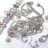 Various silver jewellery, including bangle, earrings etc, 170g total