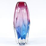 Cribska (Czech) vase designed by Josef Hodspodka, pink graduating to blue, height 25cm