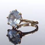 A 9ct gold blue spinel ring, with openwork bridge, setting height 13.9mm, size L, 4.4g