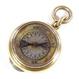 An Edwardian 18ct gold cased opisometer and compass fob, fob diameter 22.1mm, 15.8g