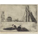 Aget Tryk, etching, Ostend, signed in pencil, plate size 9" x 12", unframed
