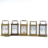 5 various brass-cased carriage clocks