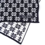 Selin Senel, black and white pattern wool scarf, 178cm x 23cm