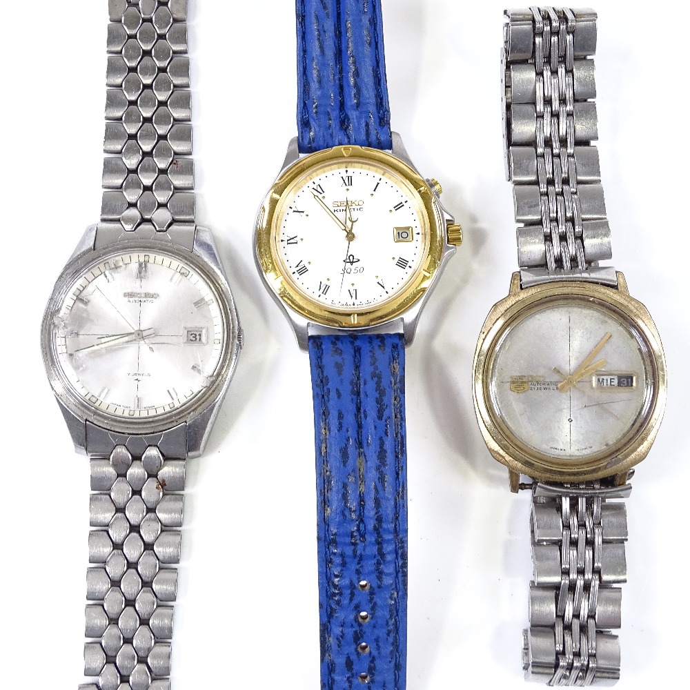 SEIKO - 3 wristwatches, including kinetic and automatic (3)