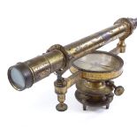 A 19th century surveyor's level, gilt-brass case with engraved silvered compass signed Worthington &