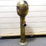 A pair of early 20th century brass ship's gyro repeater stands, fitted with 8" gimballed magnetic,