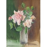 J G Richardson, watercolour, still life, roses, signed, 16" x 12", framed