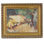 Mid-20th century oil on canvas, North African street scene, indistinctly signed, 10.5" x 14", framed