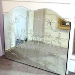 A Victorian bar mirror with engraved decoration, inscribed Wheeler's of St James established 1856,