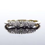 An 18ct gold 5-stone graduated diamond half-hoop ring, setting height 3.4mm, size O, 2.6g