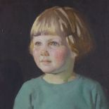 Fred Appleyard (1874 - 1963), oil on board, portrait of a child, artist's label verso, 16" x 12",
