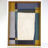 Modern oil on board, abstract geometric, unsigned, 27" x 19.5", framed