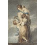 Circle of Angelica Kauffman, 18th/19th century watercolour, Classical woman and children,