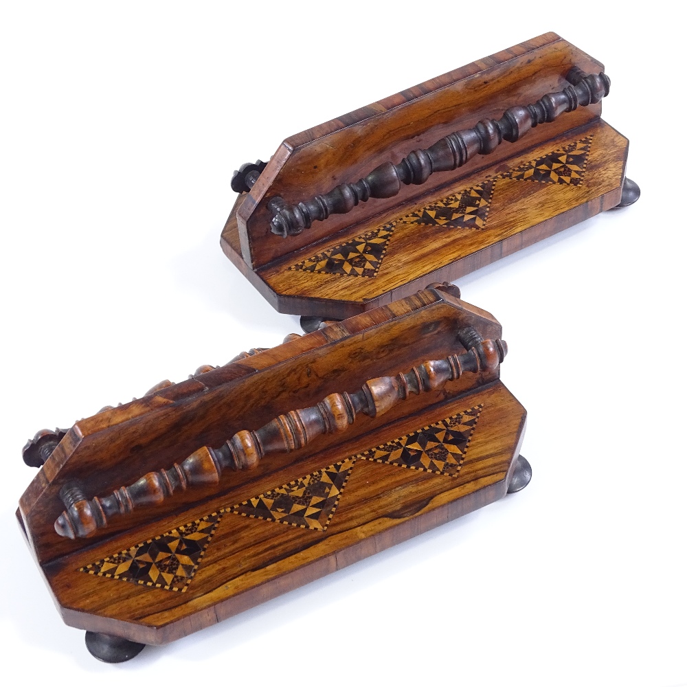 A pair of Victorian Tunbridge Ware letter racks, length 19cm - Image 2 of 3